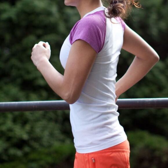 Lululemon Run: Swiftly Tech Short Sleeve White / Ultra Violet Sz 4 - Picture 3 of 8